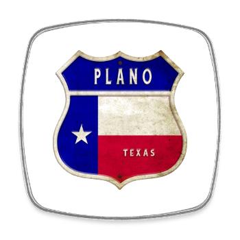 Design du drapeau des armoiries du Texas de Plano - Magnet carré - blanc - Devant
