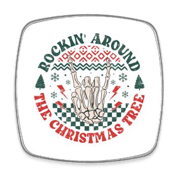 French Fries Fork Ugly Christmas Heavy Metal XMAS Rocker - Square fridge magnet - white - Front