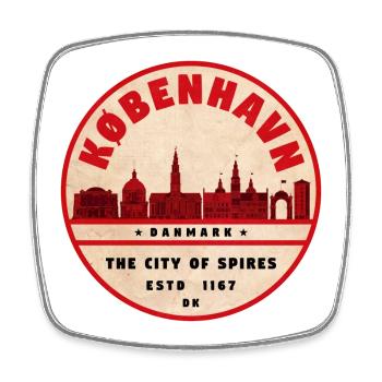 København Retro Stadt Silhouette - Viereckiger Kühlschrankmagnet - Weiß - Vorne