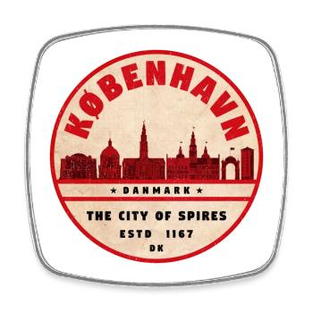 Kopenhagen Skyline Vintage Siegel - Viereckiger Kühlschrankmagnet - Weiß - Vorne