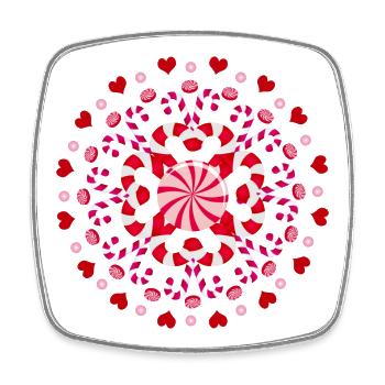 rotes Zuckerstangen Ornament für Weihnachten - Viereckiger Kühlschrankmagnet - Weiß - Vorne