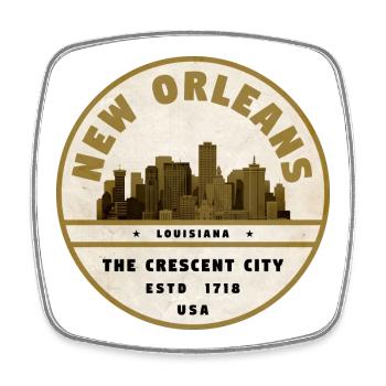 New Orleans Skyline Vintage Badge - Viereckiger Kühlschrankmagnet - Weiß - Vorne
