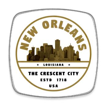 Goldenes New Orleans Skyline Stempel - Viereckiger Kühlschrankmagnet - Weiß - Vorne