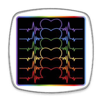 LGBTQIA-FLAGGE - HEARTBEAT PRIDE - Viereckiger Kühlschrankmagnet - Weiß - Vorne