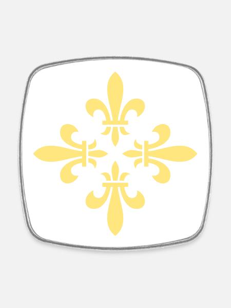 Lily Blossom Cross Pattern ORNAMENT - Vector - Square fridge magnet - white