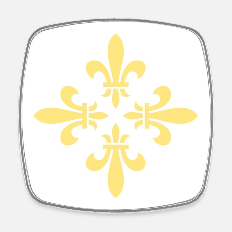 Lily Blossom Cross Pattern ORNAMENT - Vector - Square fridge magnet - white