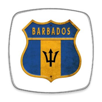 Barbados Wappen Flaggen Design - Viereckiger Kühlschrankmagnet - Weiß - Vorne