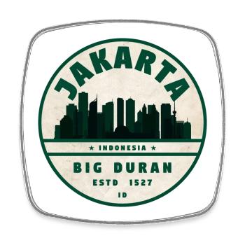 Jakarta Skyline Vintage Badge - Square fridge magnet - white - Front