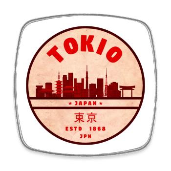 Insigne vintage Tokyo Skyline - Magnet carré - blanc - Devant