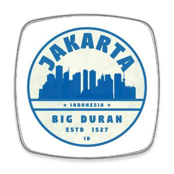 Jakarta Skyline Rundlogo Blau Weiß - Viereckiger Kühlschrankmagnet - Weiß - Vorne