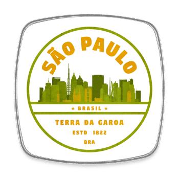 São Paulo Skyline Siegel Grün - Viereckiger Kühlschrankmagnet - Weiß - Vorne