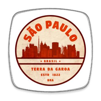 São Paulo Skyline 1822 - Viereckiger Kühlschrankmagnet - Weiß - Vorne