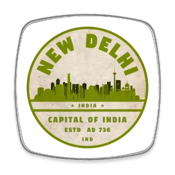 New Delhi Skyline Vintage Seal - Square fridge magnet - white - Front