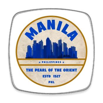 Manila Skyline Pearl of the Orient - Viereckiger Kühlschrankmagnet - Weiß - Vorne