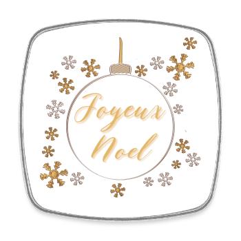 Weihnachtskugel "Frohe Weihnachten" - Viereckiger Kühlschrankmagnet - Weiß - Vorne