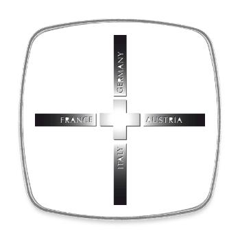 Swiss Cross and neighbouring countries Metal - Square fridge magnet - white - Front