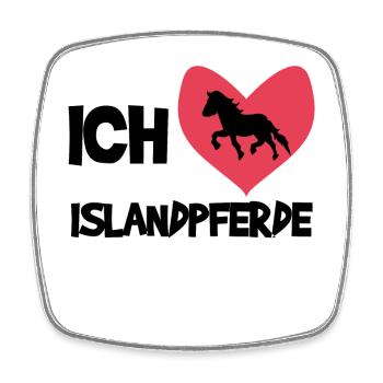 Herz Ich Liebe Pferde Statement Islandpferde - Viereckiger Kühlschrankmagnet - Weiß - Vorne