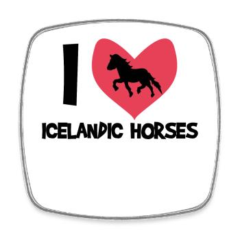 Chevaux islandais J’aime les chevaux Déclaration de cœur - Magnet carré - blanc - Devant
