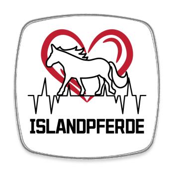 Pferdeliebe Herz Islandpferde Pferde Hengst - Viereckiger Kühlschrankmagnet - Weiß - Vorne