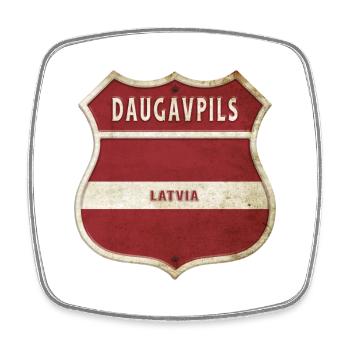 Daugavpils Lettland Wappen Flaggen Design - Viereckiger Kühlschrankmagnet - Weiß - Vorne