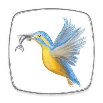 Kingfisher Catch Art - Magnet carré - blanc - Devant