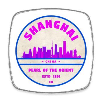 Badge Skyline de Shanghai en Chine - Magnet carré - blanc - Devant