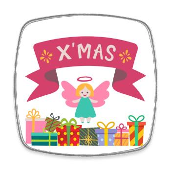 XMAS Engel mit Geschenken - Viereckiger Kühlschrankmagnet - Weiß - Vorne