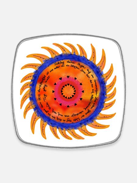 Sunshine Mandala black font - Square fridge magnet - white