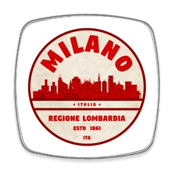 Milano Lombardia Retro Skyline - Square fridge magnet - white - Front