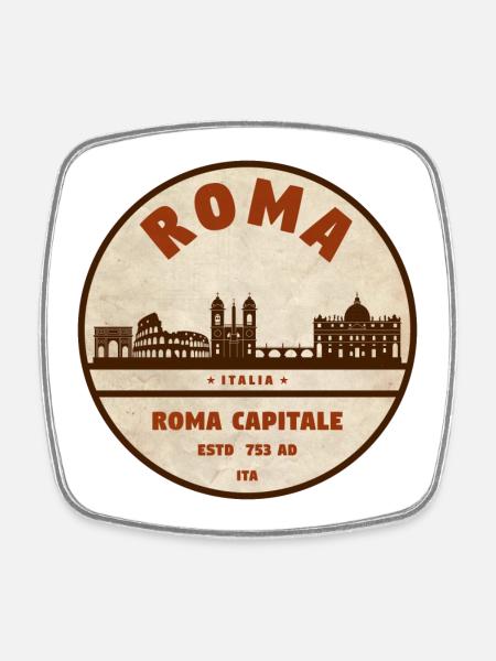 Silhouette Roma, capitale romaine - Magnet carré - blanc