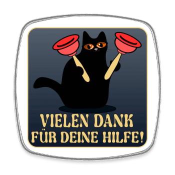 DANKE KATZEN SANITÄRANLAGEN KLEMPNER - Viereckiger Kühlschrankmagnet - Weiß - Vorne