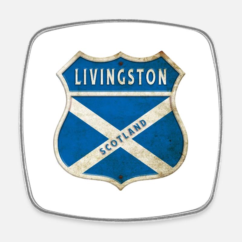 Blason du drapeau écossais de Livingston - Magnet carré - blanc