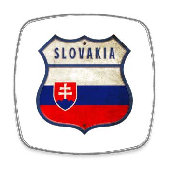 Slowakei Flaggen Wappen Design - Viereckiger Kühlschrankmagnet - Weiß - Vorne