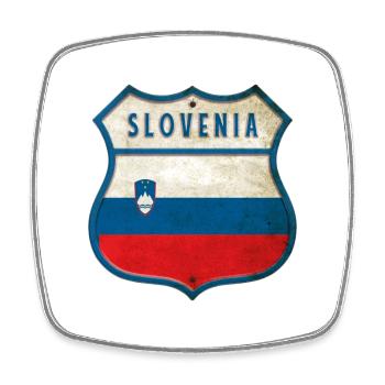 Design du drapeau de la Slovénie et des armoiries - Magnet carré - blanc - Devant