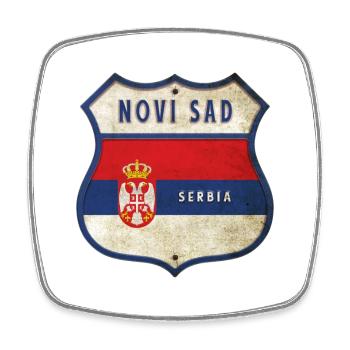 Novi Sad Serbie Armoiries Drapeaux - Magnet carré - blanc - Devant