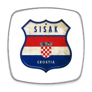 Sisak Croatia flag coat of arms design - Square fridge magnet - white - Front