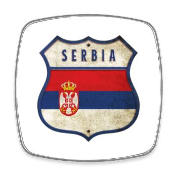 Serbien Wappen Flaggen Design - Viereckiger Kühlschrankmagnet - Weiß - Vorne