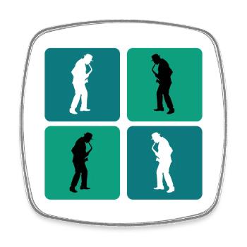 Saxophone Design - Square fridge magnet - white - Front