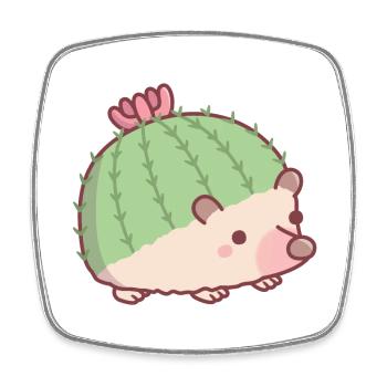Mignon Cactus Hérisson Drôle - Magnet carré - blanc - Devant