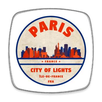 Paris Skyline Badge - Magnet carré - blanc - Devant