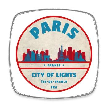 Emblème rétro Paris City Lights - Magnet carré - blanc - Devant