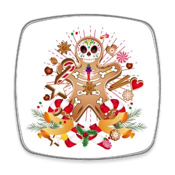 Gingerbread Man Sugar Skull Style for Christmas - Square fridge magnet - white - Front