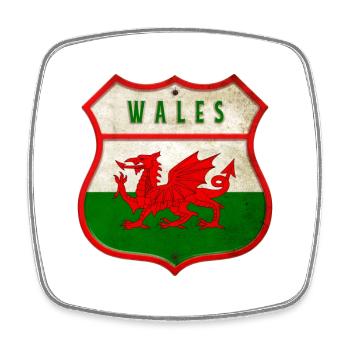 Wales Wappen Flaggen Design - Viereckiger Kühlschrankmagnet - Weiß - Vorne