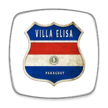 Villa Elisa Paraguay Wappen Flaggen Design - Viereckiger Kühlschrankmagnet - Weiß - Vorne