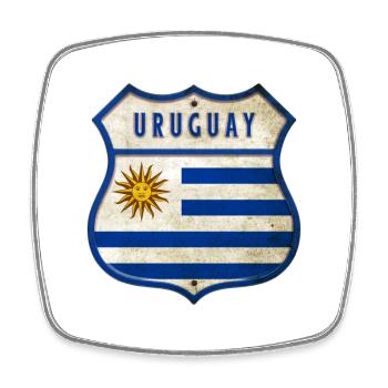Uruguay Flaggen Wappen Design - Viereckiger Kühlschrankmagnet - Weiß - Vorne