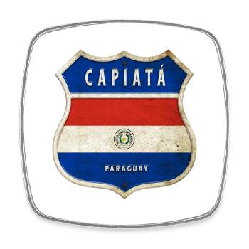 Capiatá Paraguay Wappen Flaggen Design - Viereckiger Kühlschrankmagnet - Weiß - Vorne