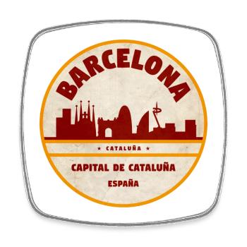 Emblème vintage de la Skyline de Barcelone - Magnet carré - blanc - Devant