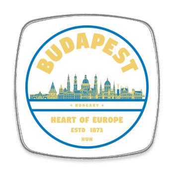 Budapest Skyline Emblem Heart of Europe - Viereckiger Kühlschrankmagnet - Weiß - Vorne