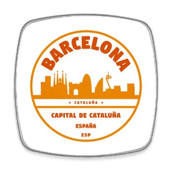Barcelona Skyline Emblem - Viereckiger Kühlschrankmagnet - Weiß - Vorne
