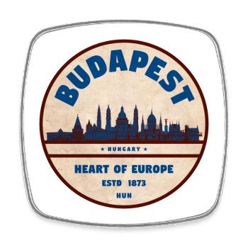 Budapest Herz Europas Vintage Badge - Viereckiger Kühlschrankmagnet - Weiß - Vorne